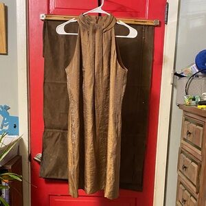 I.N. Studio Metallic Bronze Halter Dress